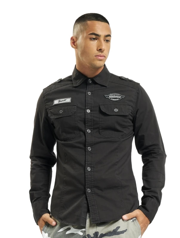 Brandit Luis Vintage Shirt Long Sleeve, color: black, size: XL