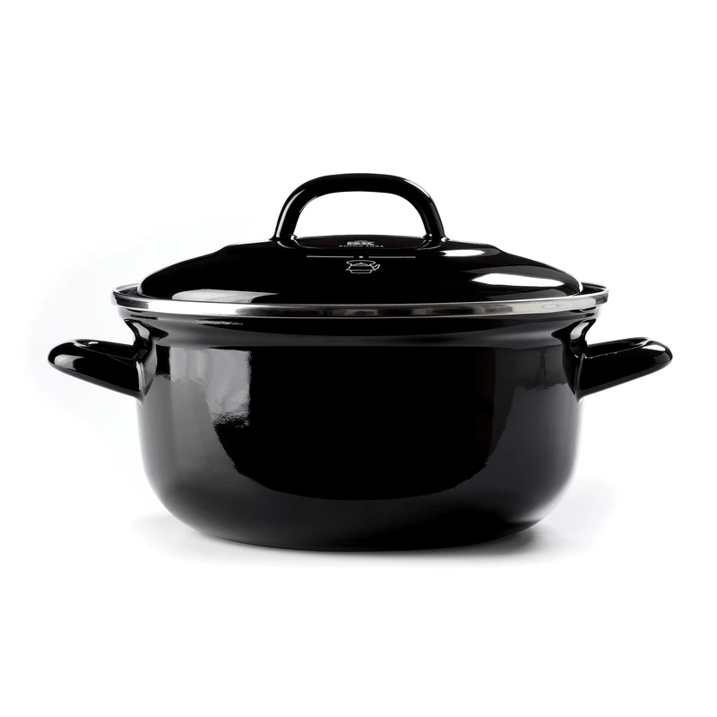 BK Indigo Dutch Heritage Round German Enamelled Casserole with Lid with PFAS-Free Ceramic Non-Stick Coating, 26 cm/5.2 Litre, Induction, Dishwasher Safe, Oven Safe, Black