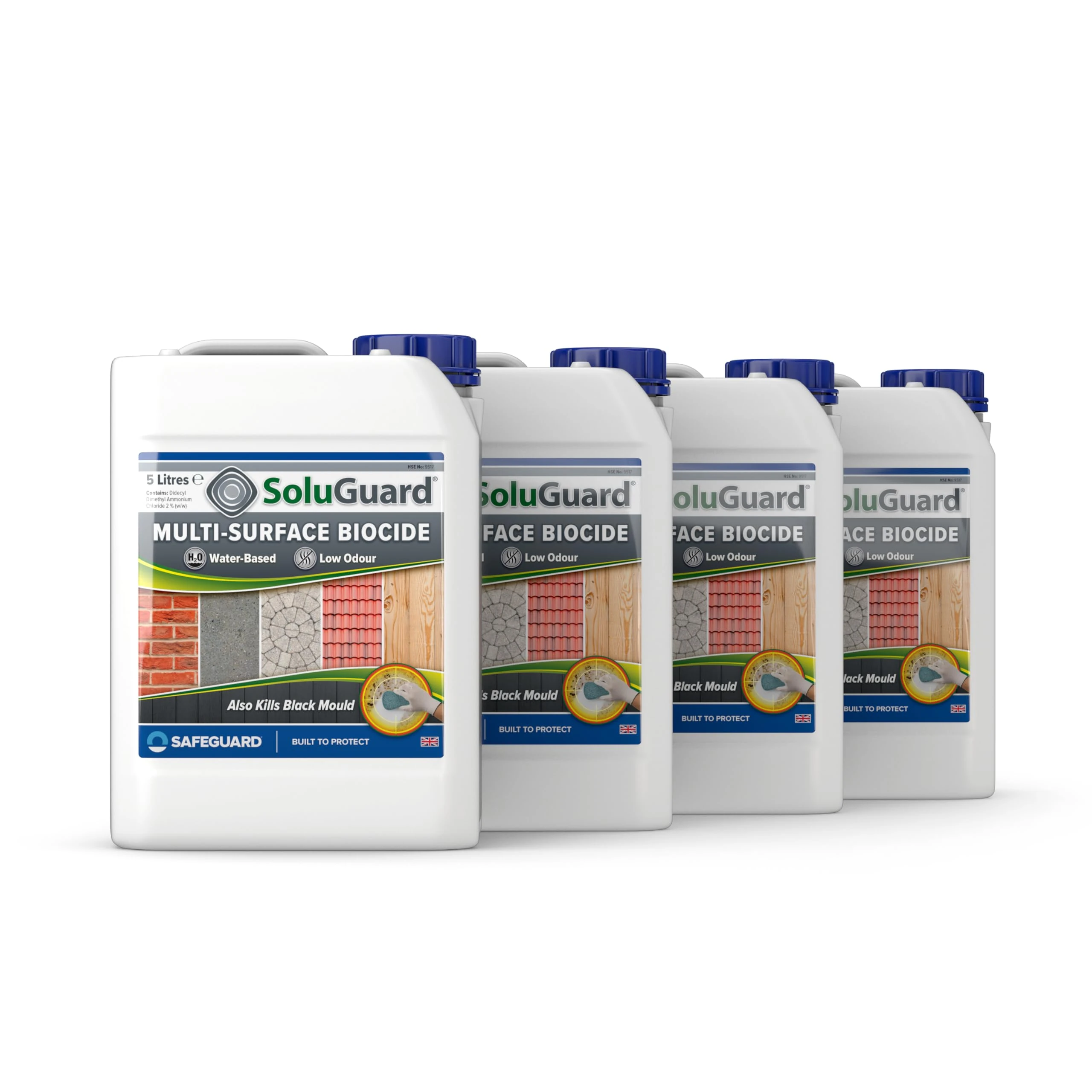 Soluguard Multi Surface Biocide (4 x 5L) - High Strength, Ready For Use Against Fungi, Mould, and Algae on Internal and External Walls & Surfaces