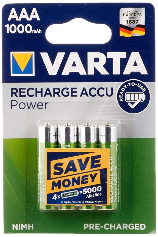 Varta 43471 Ready to Use AAA (Micro)/HR03 (5703) - 1000 mAh, Blister - LSD-NiMH Akku (Ready-to-Use), 1,2 V , 5er pack (5 x 40 Stück) - Image 1