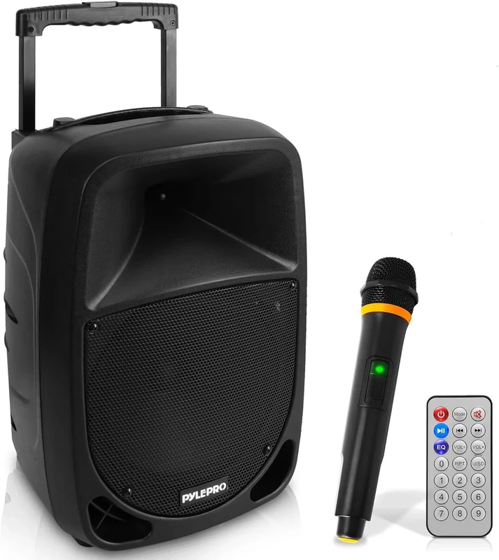 Pyle PA Music Box, Party Box, Portable Karaoke Machine with Microphone, Party Speaker with Bluetooth, Sound System 8 Inch Subwoofer, PA System Complete Set, Karaoke Set LED Battery Display,