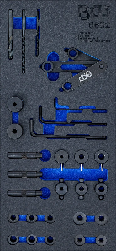 BGS 6682 | Tool Tray 1/3: Cylinder Head Drilling Gauge Tool Set | 28 pcs.