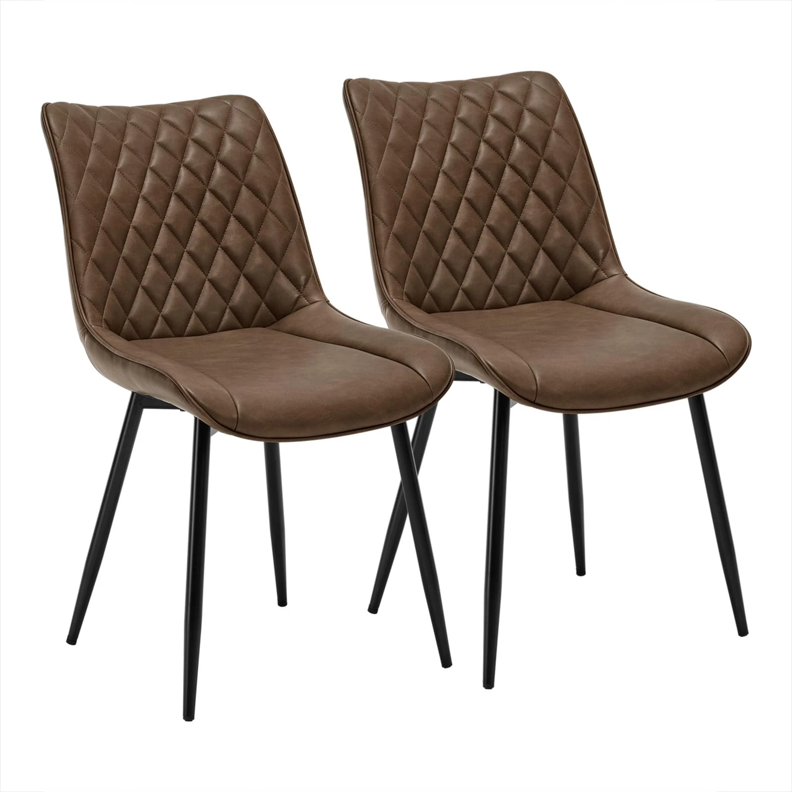 WOLTU Dining Chairs Set of 2, Accent Chairs for Kitchen/Bedroom/Reception Room/Balcony, Leatherette, Brown, with Backrest and Padded Seat