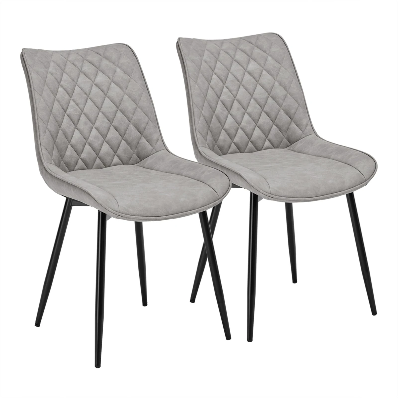 WOLTU Dining Chairs Set of 2, Accent Chairs for Kitchen/Bedroom/Reception Room/Balcony, Leatherette, Grey, with Backrest and Padded Seat