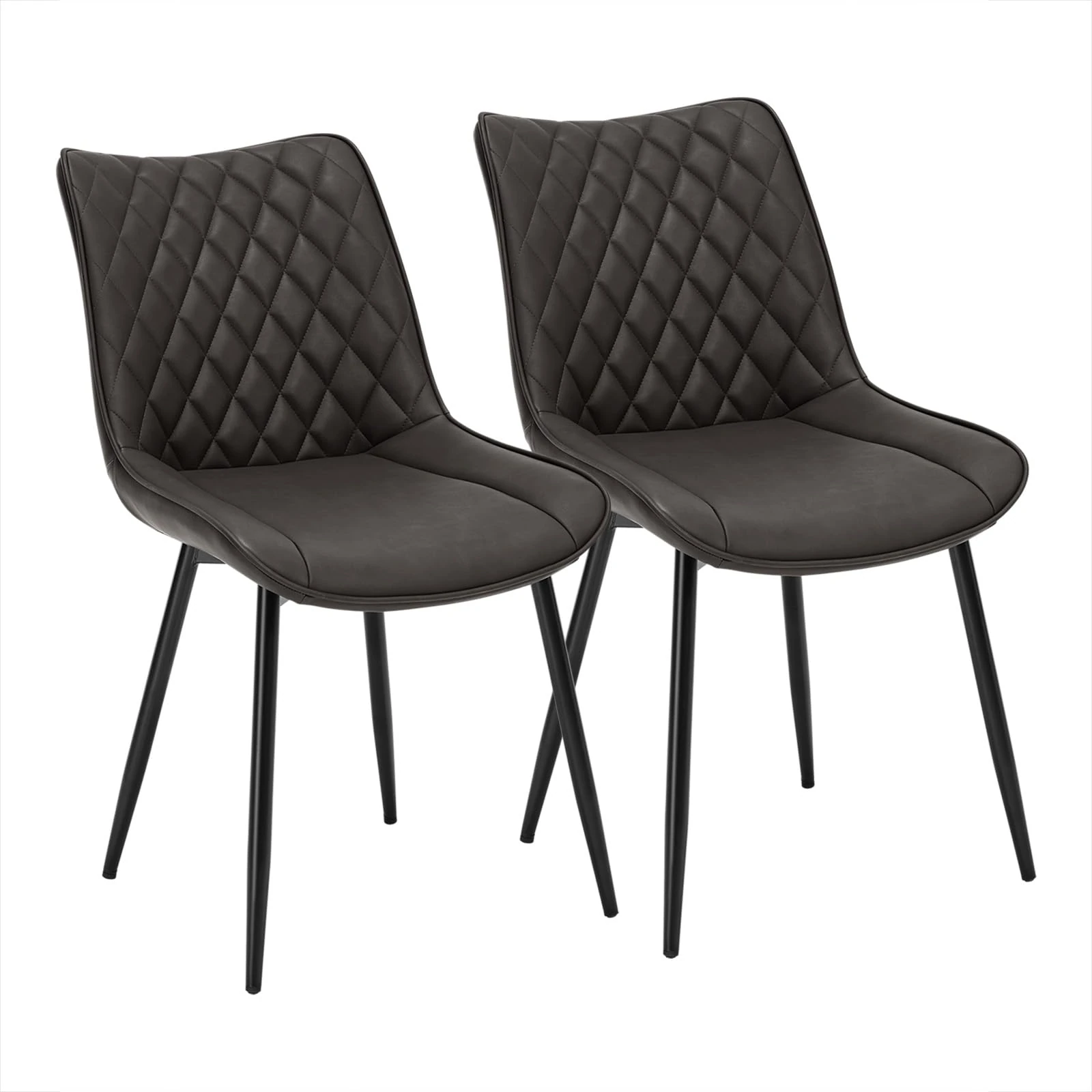 WOLTU Dining Chairs Set of 2, Accent Chairs for Kitchen/Bedroom/Reception Room/Balcony, Leatherette, Anthracite, with Backrest and Padded Seat