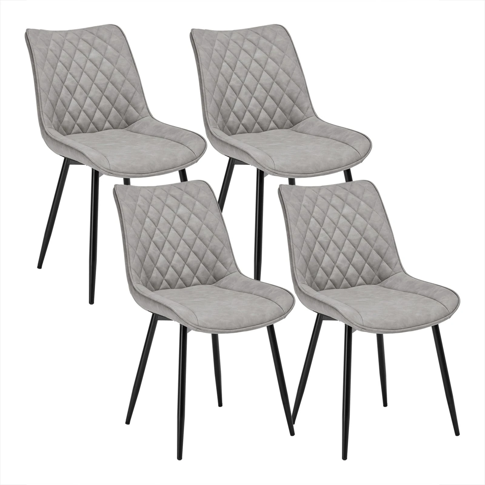 WOLTU Dining Chairs Set of 4 Kitchen Counter Chairs Lounge Leisure Living Room Corner Chairs Grey Leatherette Reception Chairs with Backrest and Padded Seat