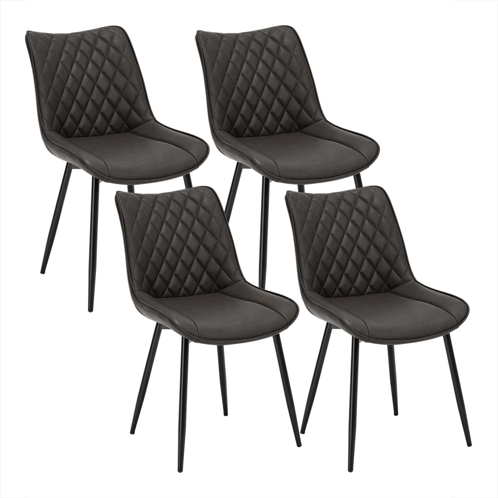 WOLTU Dining Chairs Set of 4, Accent Chairs for Kitchen/Bedroom/Reception Room/Balcony, Leatherette, Anthracite, with Backrest and Padded Seat