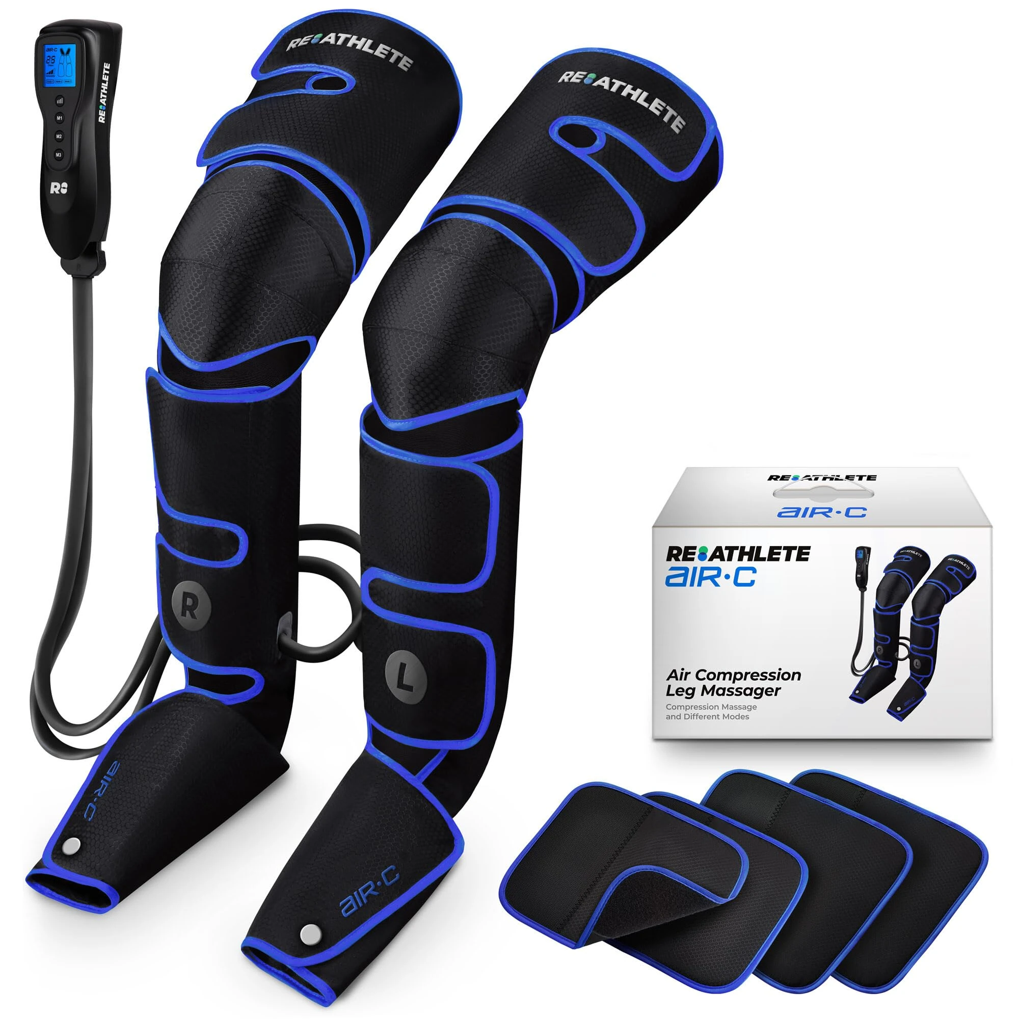 Reathlete Leg Massager, Air Compression for Circulation Calf Feet Thigh Massage, Muscle Pain Relief, Sequential Boots Device with Handheld Controller with Knee Heat Function (United States Version)
