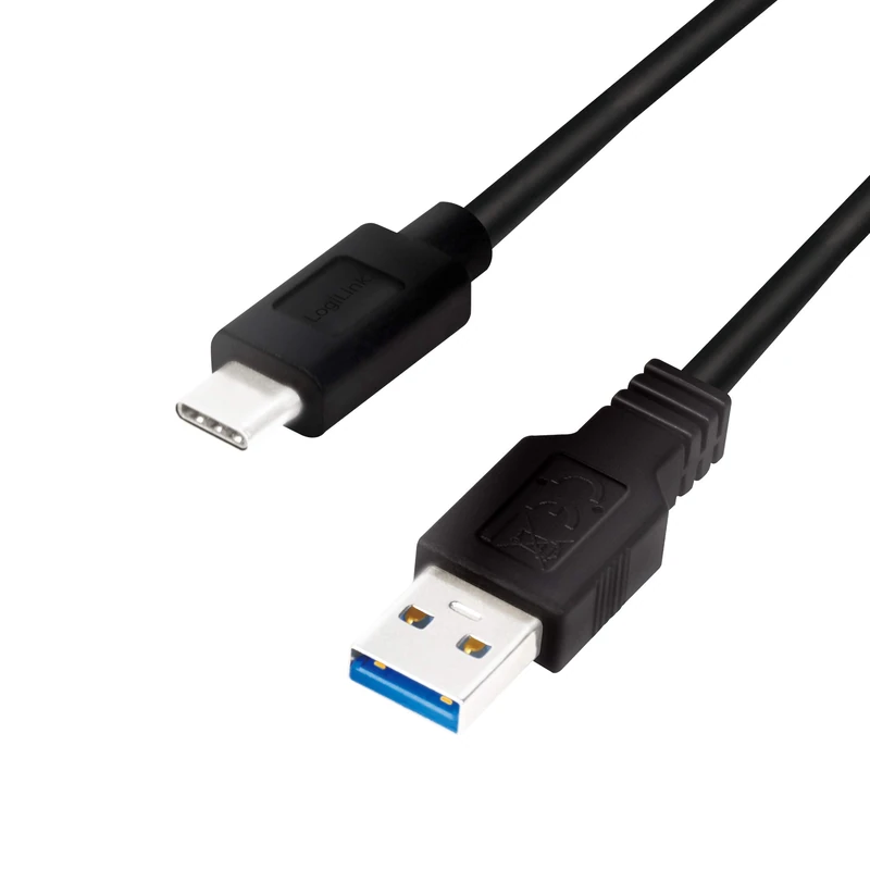 LogiLink CU0166 USB 3.2 Gen 1x1 Connection Cable, USB-A to USB-C™, Black, 0.15 m - Image 1