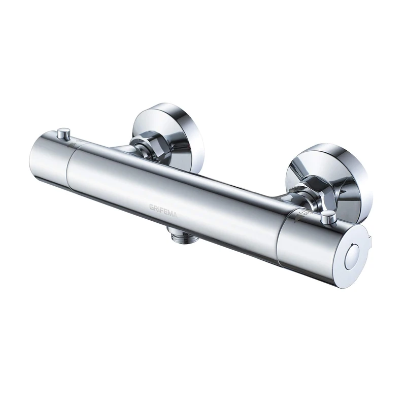 GRIFEMA G12005 Thermostatic Mixer Tap for Shower Set, Chrome, Metallic Silver