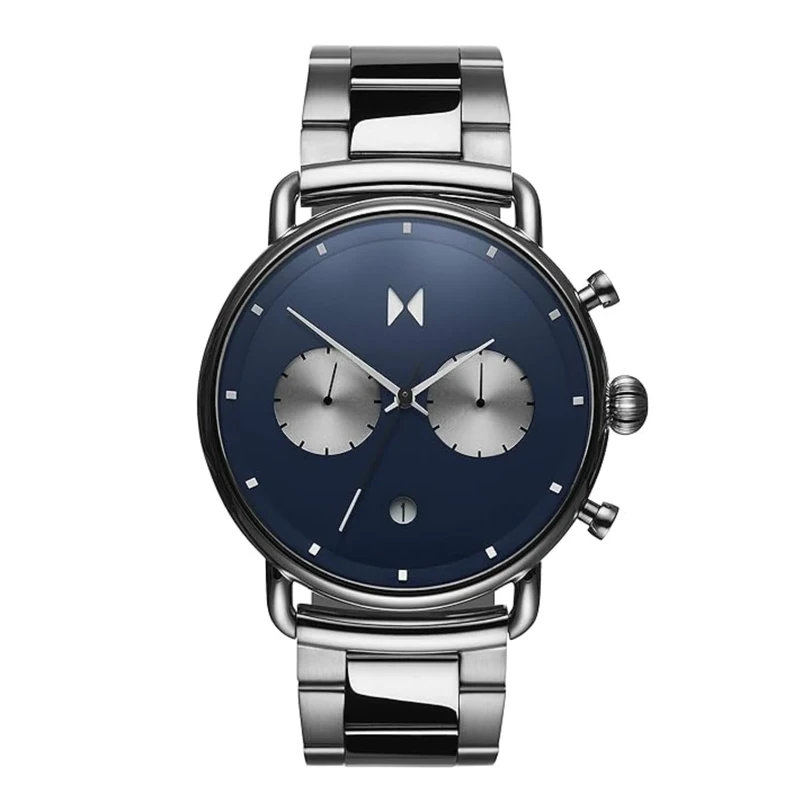 MVMT Blacktop Chronograph Watch in Stainless Steel and Leather Bands - Image 1