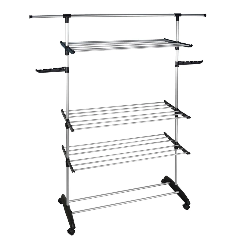 KITCHEN MOVE Ultima 25 m Multifunctional Modular Laundry Airer Large Capacity Stainless Steel, Alloy Plastic, Steel and Black