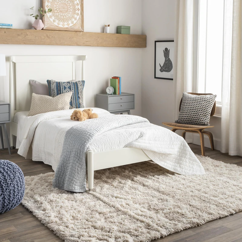 Livabliss Nour Dubai Shaggy Carpet Runner 80x150 cm, Soft Plush Thick Pile for Hallway & Bedroom, Neutral Boho Design, Easy Care, Cream Light Beige