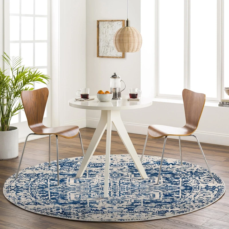 Livabliss Syracusa Vintage - Area s for Living Room 160 cm, Bedroom - Scandi Neutral s, Traditional Patterned Boho Style, Natural Easy Care Pile - Large, Blue and Beige