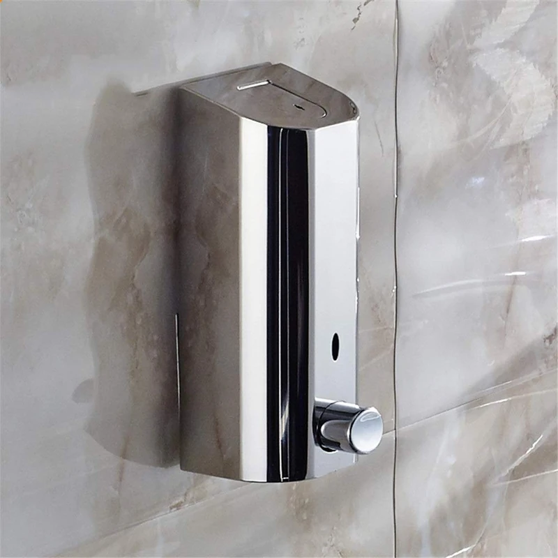 PUCLST Bathroom Stainless Steel Soap Dispenser Hand Sanitizer Hotel Soap Liquid Bottle Wall Shower Gel Box Soap and Lotion Dispenser (Color : Silver, Size : 1 Head)