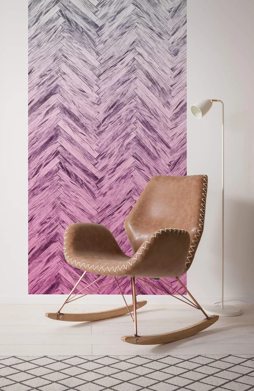Komar Non-Woven Photo Wallpaper Herringbone Pink Panel 100 x 250 cm (Width x Height) - Image 1
