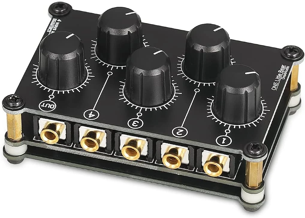 Little Bear MC5 Mini Portable Stereo 4 Channel Audio Mixer Passive Live Studio Console Recording Low Noise (No Power Needed)