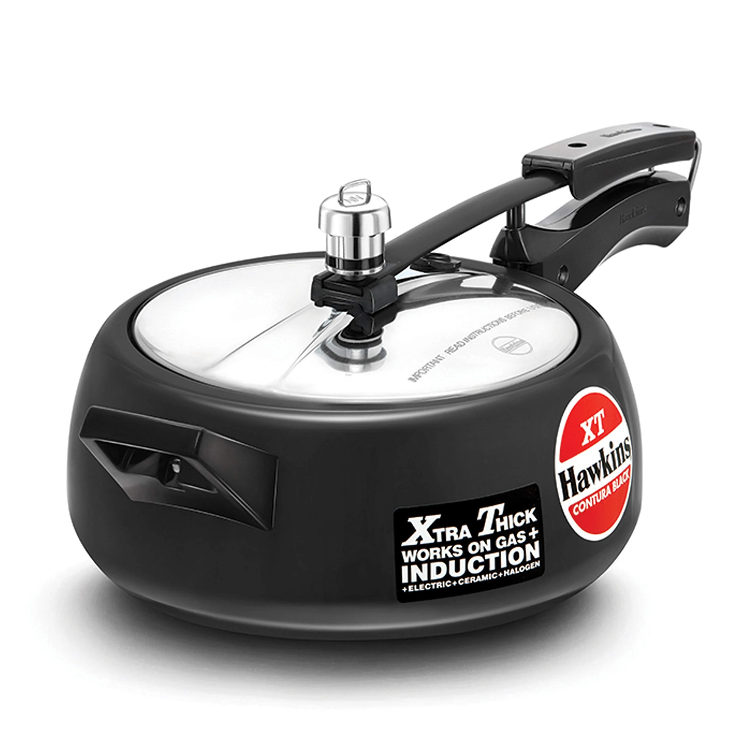 Hawkins Black 3.5 Litre Pressure Cooker, Hard Anodised, Induction & Gas Compatible, Black