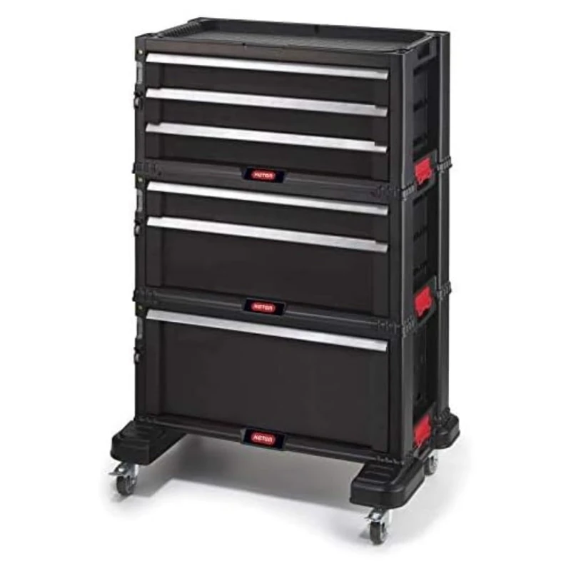 Keter 3-Drawer Tool Cabinet Ref 237791, Black, 59.7 x 37.5 x 83.5 cm