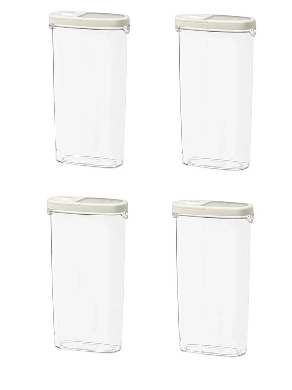 IKEA 365+ Dry Food Jar with Lid, 2.3 L, 4 Pack, Transparent/White