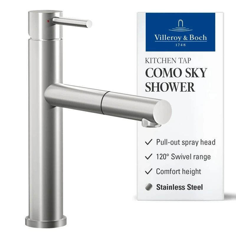 Villeroy & Boch VB-9279 00 LC, Kitchen Sink tap Como Shower Sky, Brushed Steel