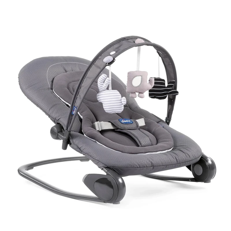 Chicco Hooplà Hammock for Babies from 0 Months to 18 kg, Swing and Chair for Babies and Children with Play Arch, Adjustable Backrest and Reducing Cushion, Compact - Grey (Moon Grey)