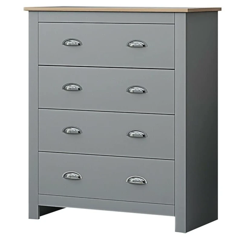 FWStyle Westbury 4 Drawer Chest, 40 cm Length x 80 cm Width x 95 cm Height, Grey