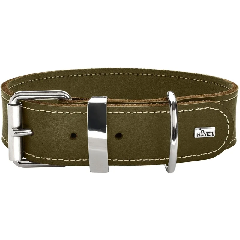 HUNTER AALBORG SPECIAL Dog Collar Leather Heavy Duty Comfortable 70 (L-XL) Olive