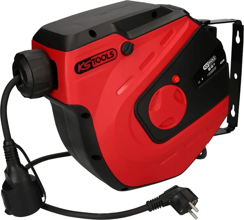 KS Tools 150.4217 Electric Wall Reel, 3 x 1.5 mm2, 15 m, White