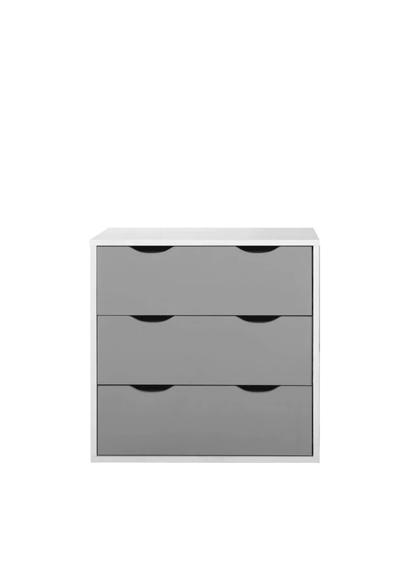 Timber Art Design UK Alton 3 Drawer Chest of Drawers with Metal Drawer Runners White & Grey Modern Bedroom Furniture Storage Organiser Unit for Bedroom Hallway Living Room Bedside Cabinet