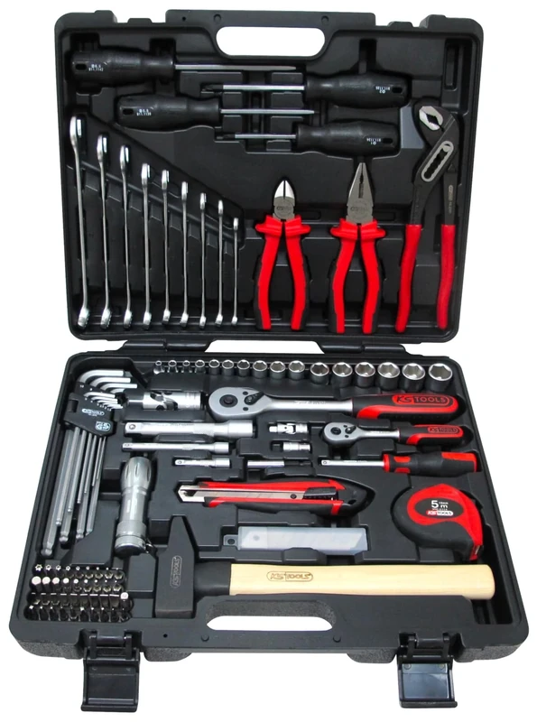 KS Tools 911.0703 Box of Sockets 1/4 Inch - 1/2 Inch - Keys 8 to 19 mm - ECOLINE-CHROMEMAT-103 pcs, White