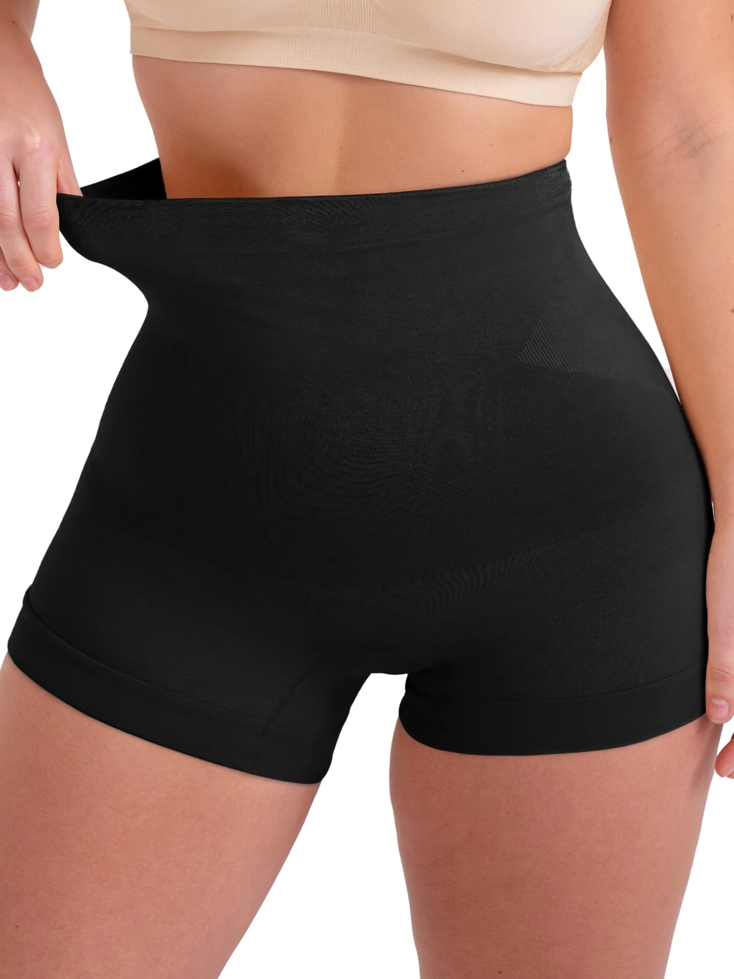 SHAPERMINT EMPETUA Women's All Day Every Day High-Waisted Shaper Boyshorts - Black - S