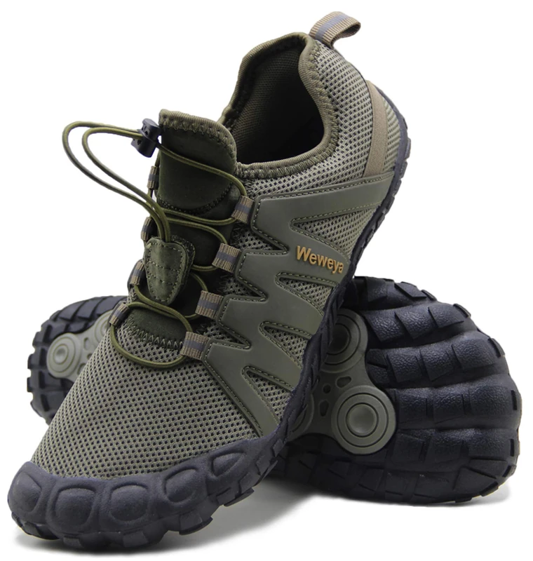 Weweya Barefoot Shoes Men Minimalist Running Cross Training Shoe Army Green Size: 13 - Image 1