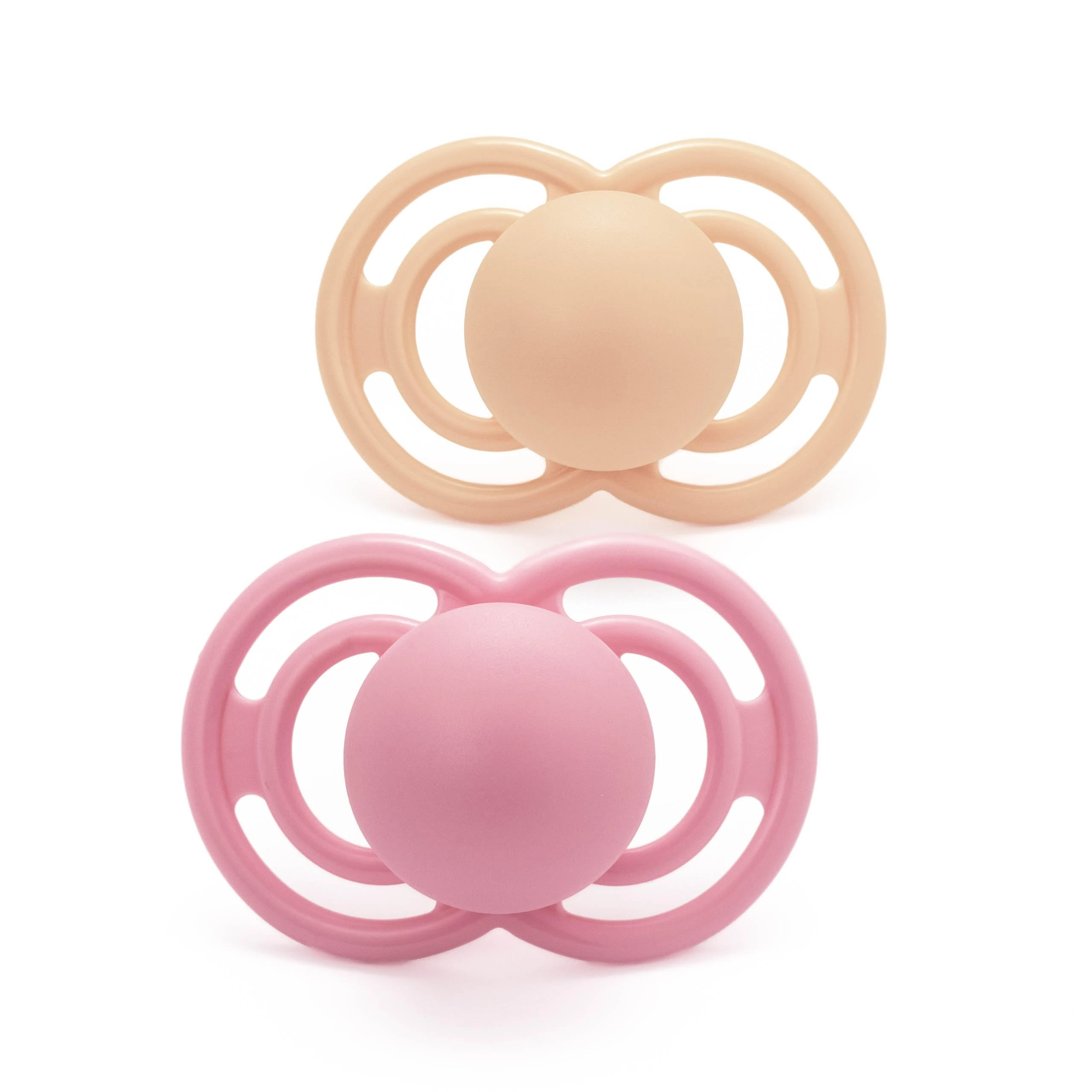 MAM Perfect Soothers | 18-36 Months | Pack of 2 | Comes in Dummy Steriliser Box | Sustainable Materials | Baby Accessories | Peach (Various Designs)