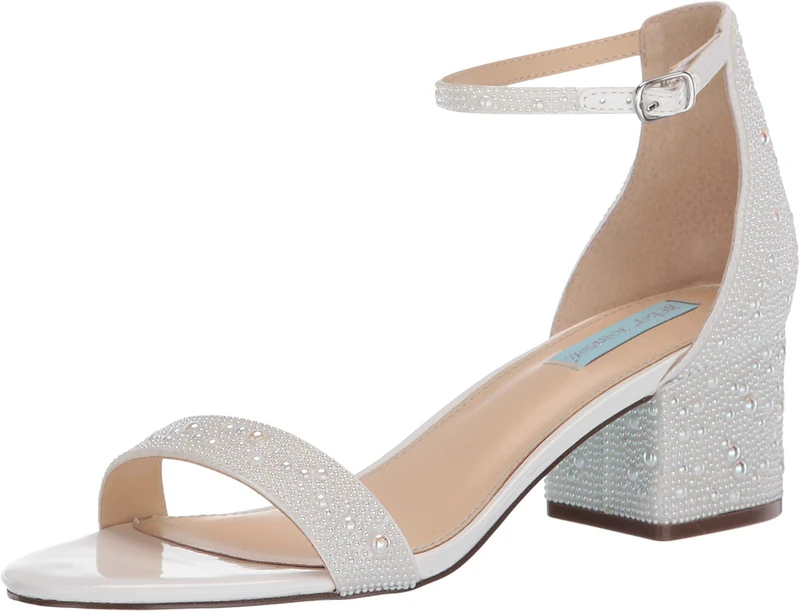Betsey Johnson Blue Women's SB-MARI Heeled Sandal, White, 10