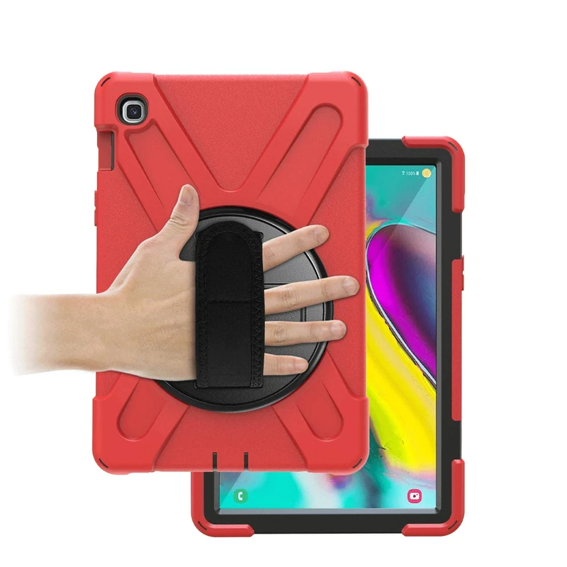 Gerutek for Samsung Galaxy Tab S5e T720/T725 10.5 2019 Case, Heavy Duty Shockproof Rugged Tough Case with 360 Rotating Stand and Hand/Carry Strap Protective Cover for Tab S5e 10.5 SM T720/T725, Red