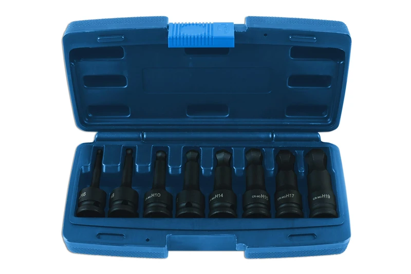 Laser 7672 Ball End Impact Hex Socket Bit Set 1/2"D 8pc