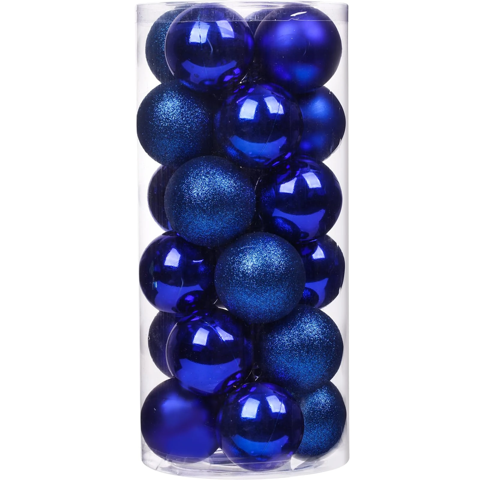 Emopeak 24Pcs Navy Blue Christmas Ornaments for Tree Decor, 1.2Inch Mini Christmas Balls Ornaments, Shatterproof Xmas Hanging Baubles for Holiday Wedding Party Decoration