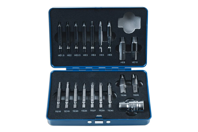 Laser 7678 Extractor Set for Torx® Hex Fittings 19pc