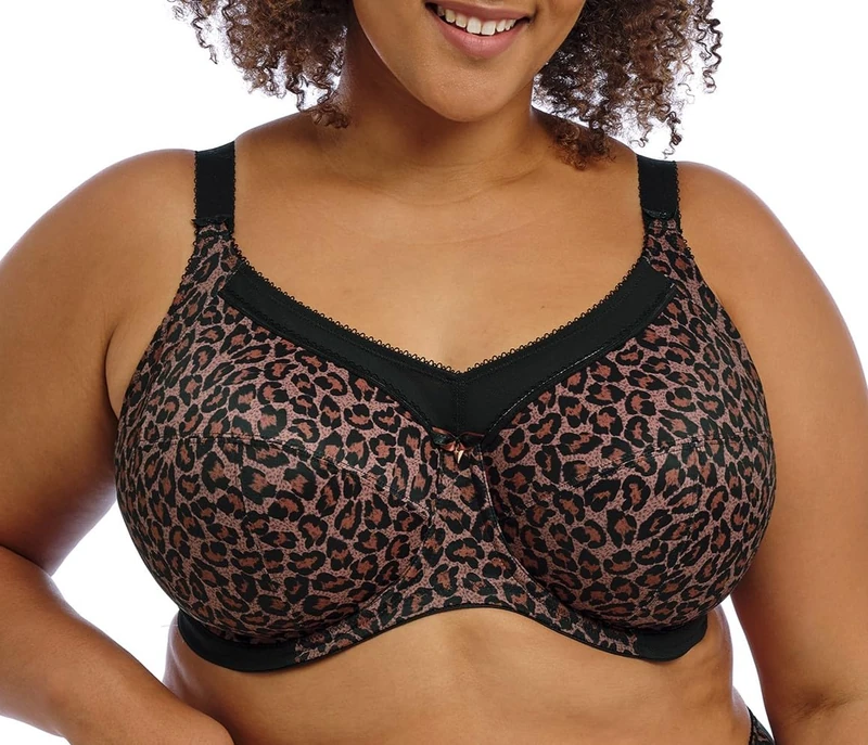 Goddess Women's Kayla Underwire Full Cup Bra Coverage, Sheer, Dark Leopard, 40I US