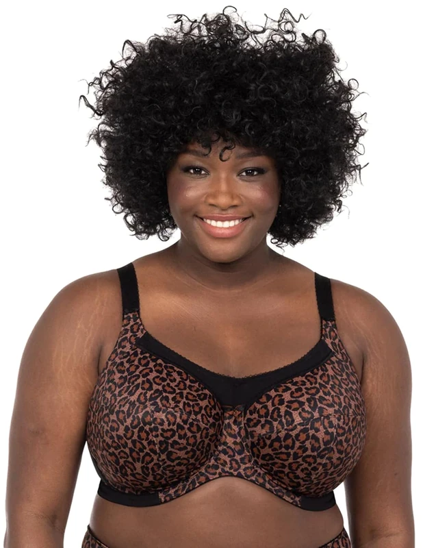 Goddess Women's Kayla Underwire Full Cup Bra Coverage, Sheer, Dark Leopard, 40K US