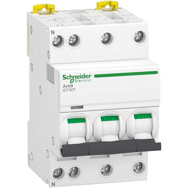 Schneider Electric - Acti9 iDT40T - Modular Circuit Breaker - 3P+N - 6A - Curve C - 4500A/6kA - A9P22706