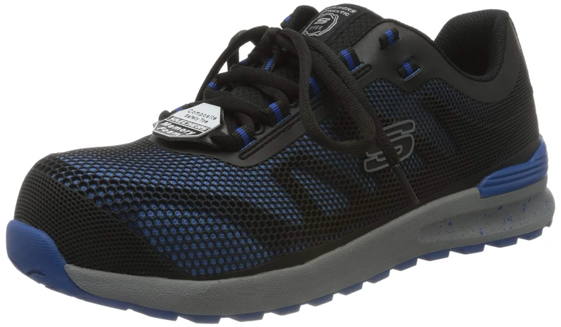 Skechers Men's Bulklin Comp Toe Trainers, Blue Textile Synthetic, 12 UK
