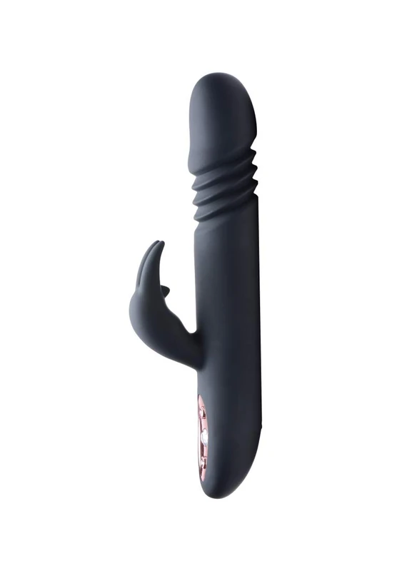 XR Brands Royal Rabbits Bunny Thrust 10X Thrusting Rabbit Vibrator, Black