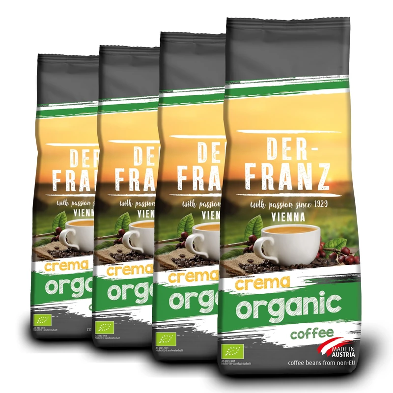 Der-Franz Crema organic Coffee, ground, 4 x 500 g