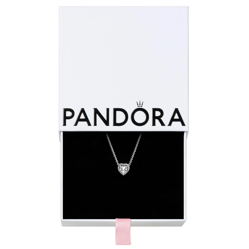 Pandora Timeless Women's Sterling Silver Elevated Heart Cubic Zirconia Pendant Necklace, 45cm, No Box