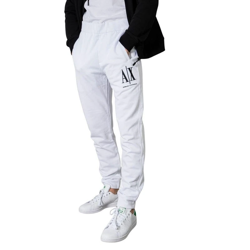 Armani Exchange Icon Logo Cuffed Slim Fit Joggers (Colour : White - Size : Small) - Image 1
