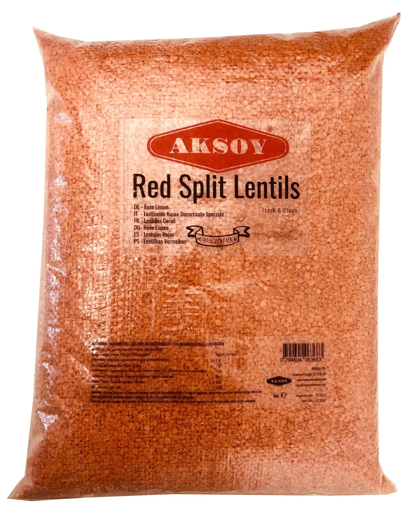 Aksoy Premium Quality Red Split Lentils 5KG