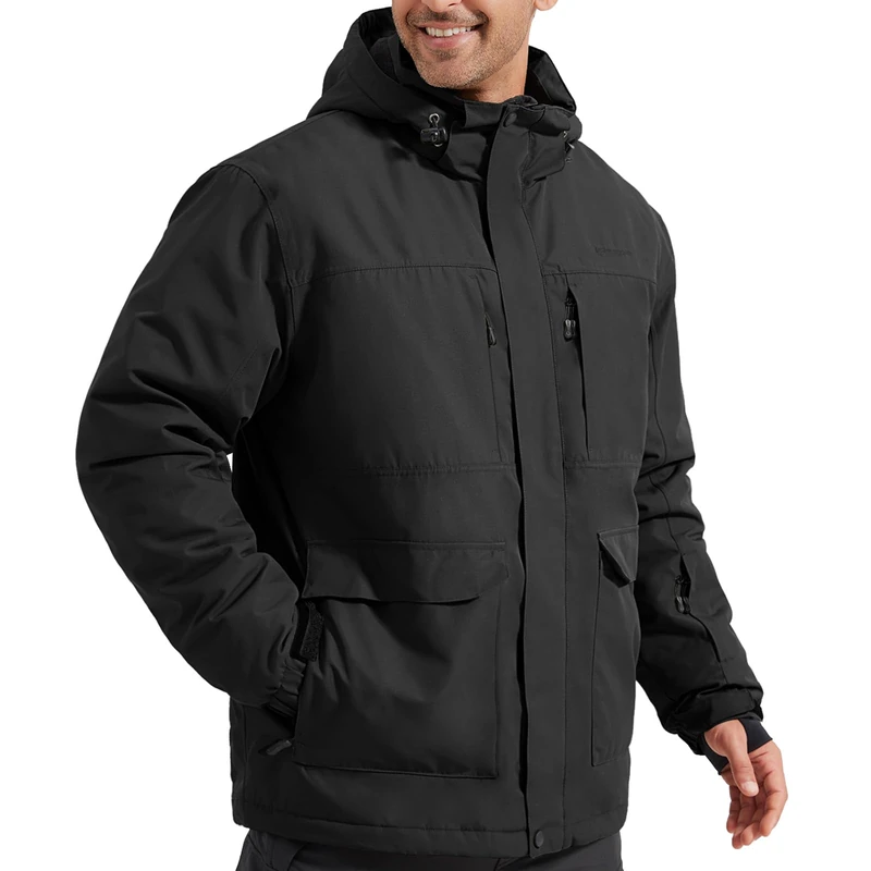FREE SOLDIER Men's Tactical Jacket Breathable Winter Coat Lightweight Warm Keeping Puffer Water Resistant Jacket(Black,L) - Image 1