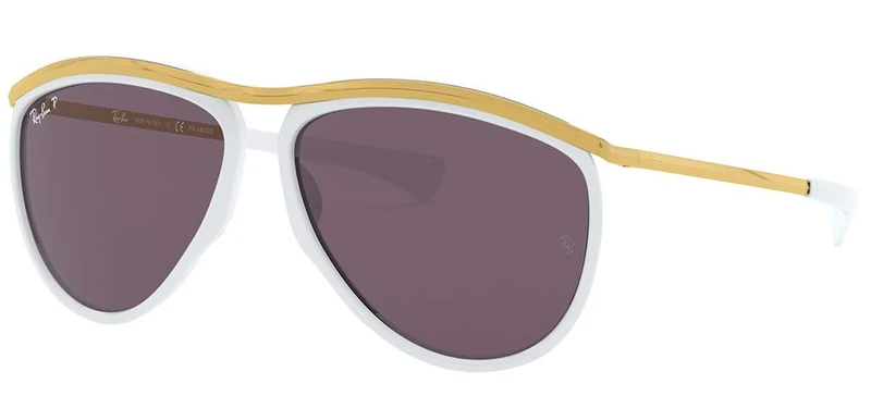 Ray-Ban Unisex Adults’ Olympian Aviator Sunglasses, White, Gold, 59